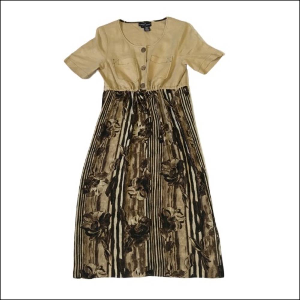 Carole Little Vintage Dress Rayon Flax blend Sz 4